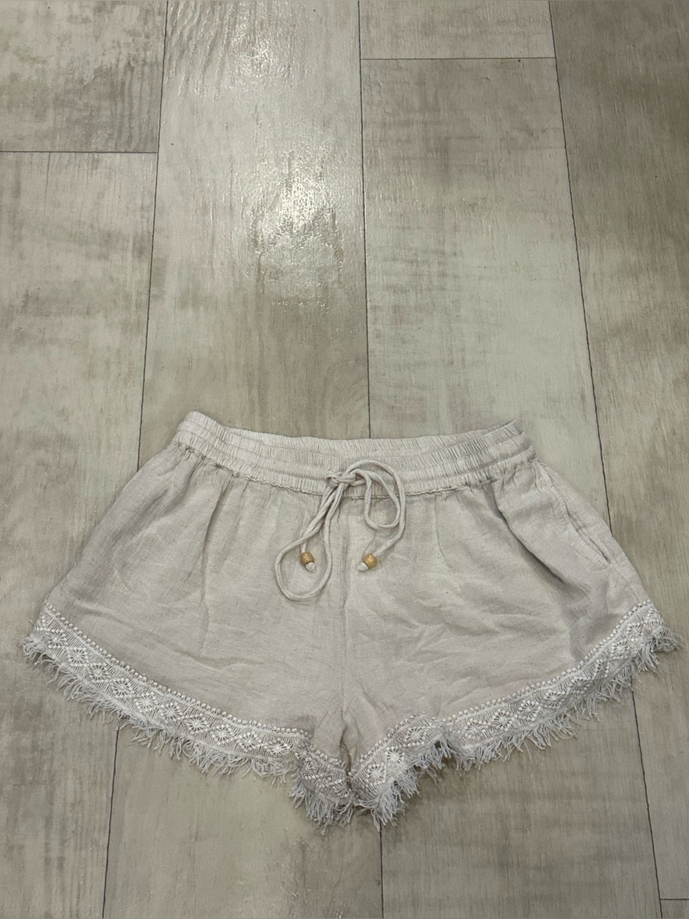 Raya Sun Fringe Trim Drawstring Linen-Blend Shorts